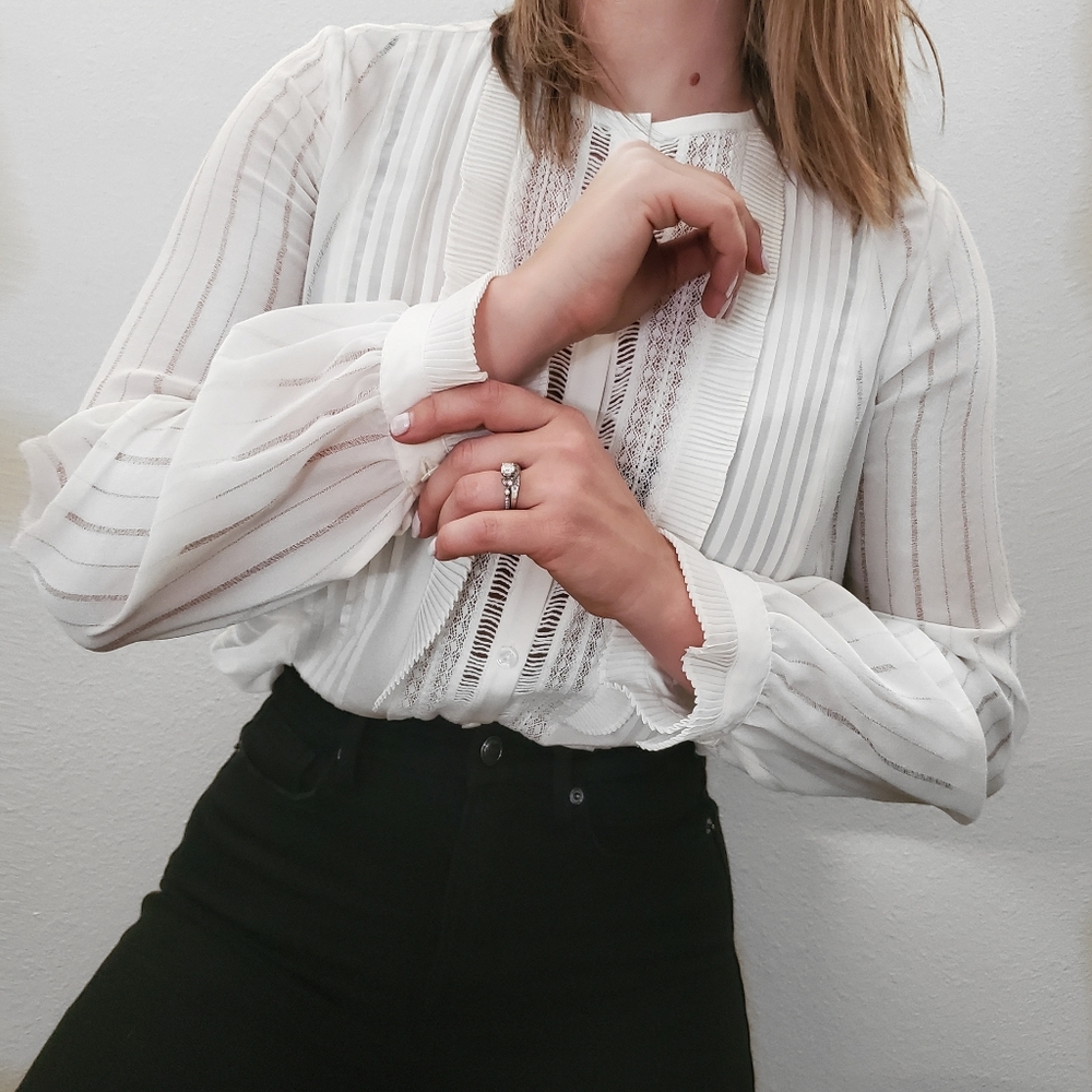 Rebecca Taylor Lace/Silk Blouse